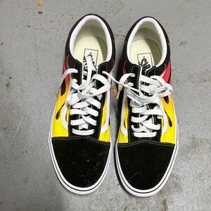 Vans Flame Old Skool Sneakers in Black, Yellow, Red